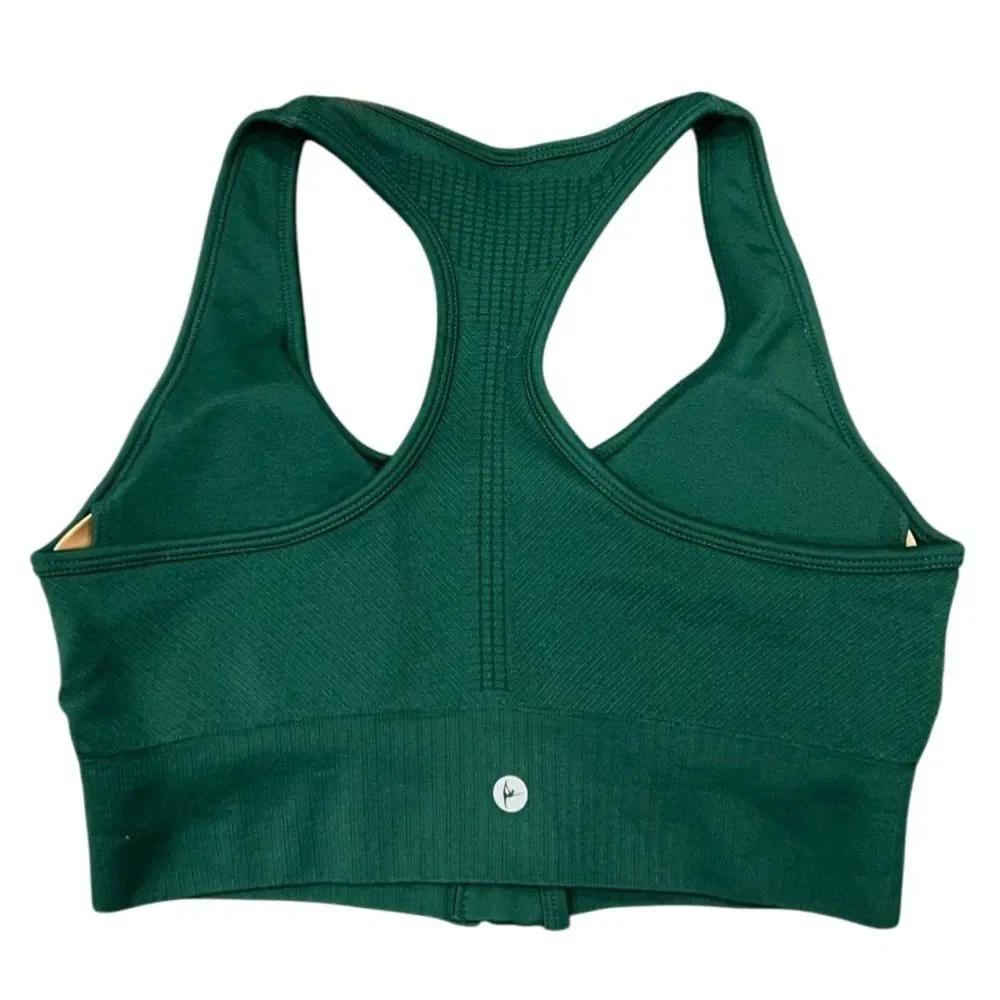 90 Degree By Reflex Rain Forest Green Ribbed Sports Bra Size Medium